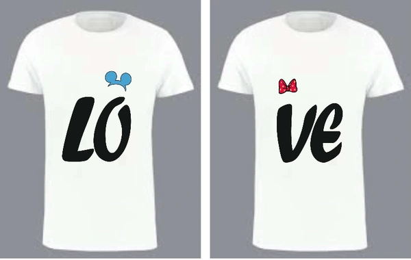 Couple T-shirt- (Love-Save date) - Female- S Male- S, White